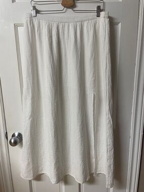 J. Crew white cotton gauze maxi skirt with front slit NWT women’s size large